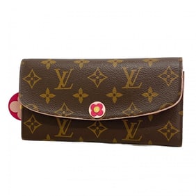 Louis Vuitton Monogram Portefeuille Emilie Long Wallet with Flower Charm M64202 Brown and Hot Pink