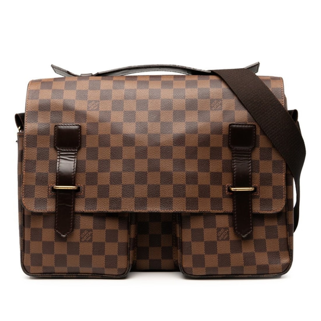 Louis Vuitton Damier Broadway Handbag/Shoulder Bag N42270 Brown Leather Men's LOUIS VUITTON (1 of 6)