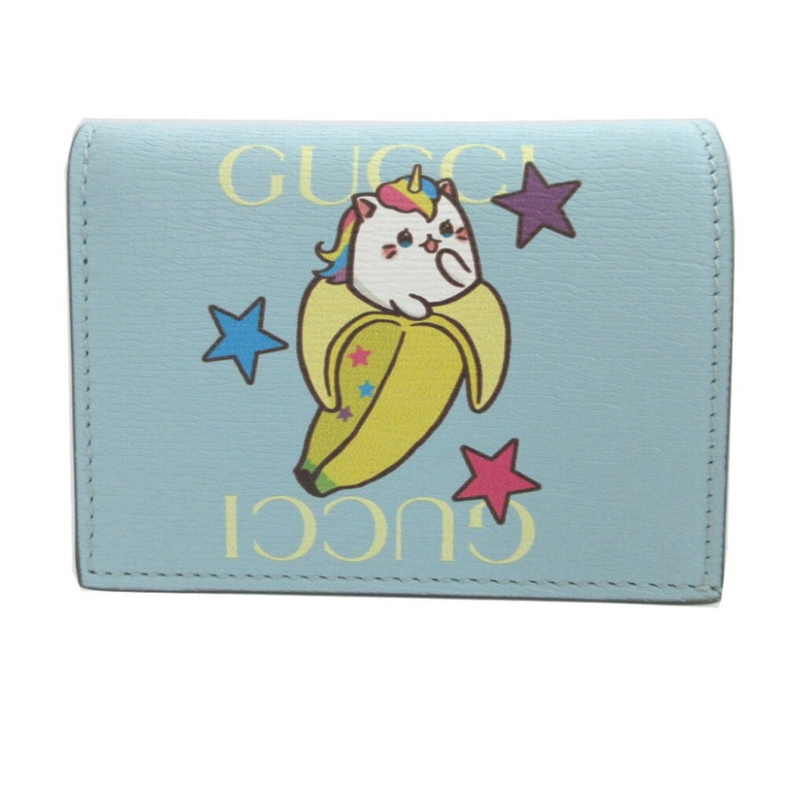 Unused Gucci Bananya 701009 Leather Light Blue Bifold Wallet 0414GUCCI (1 of 9)