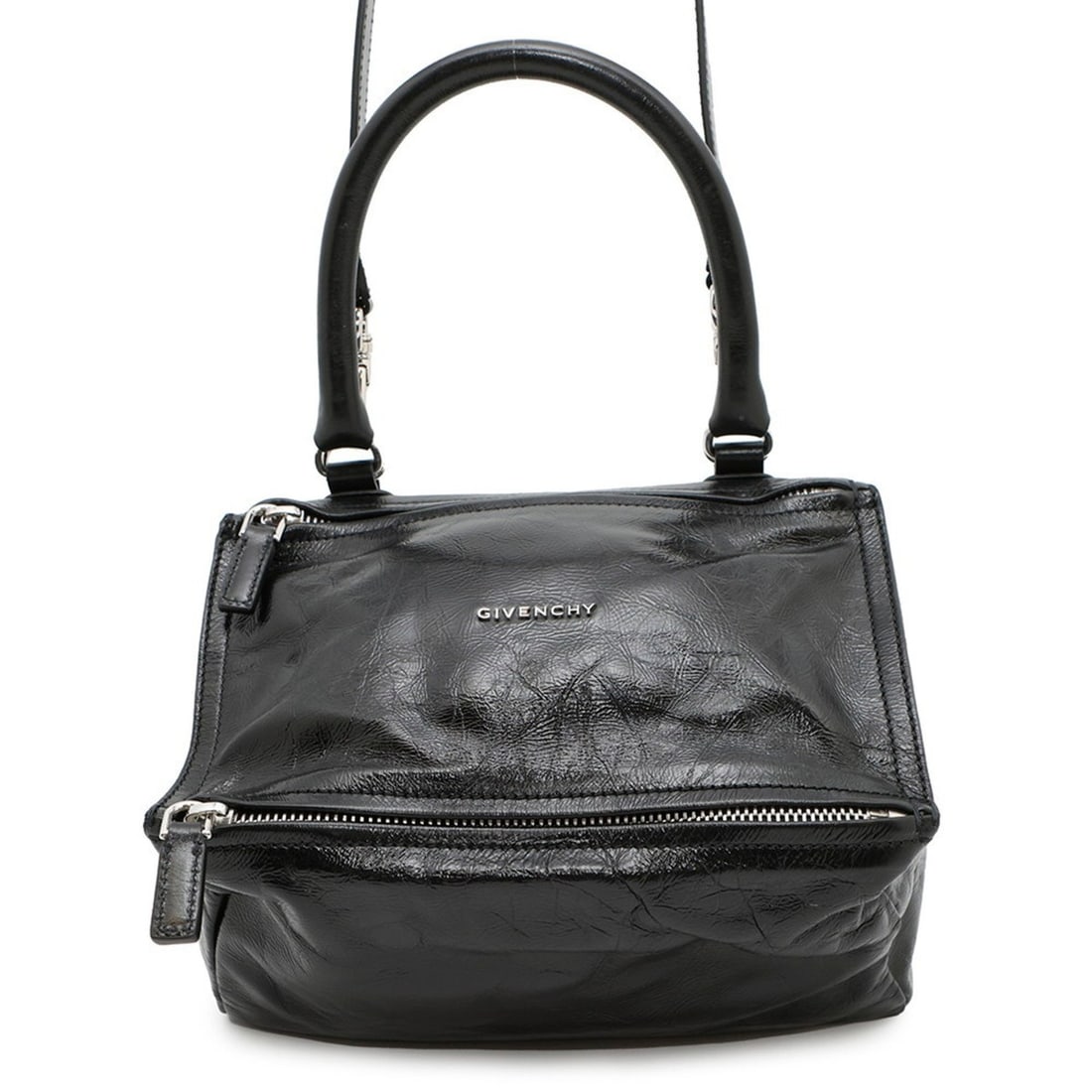Givenchy handbag, leather, GIVENCHY 2-way shoulder bag, black: --- Catalog ---Category: SizeWeight: 640g / 1.41lb.Size (HxWxD): 18cm x 26cm x 15cm / 7.08'' x 10.23'' x 5.9''Strap Length: 121cm / 47.63''Category: DesignType: HandbagColor: BlackGender: WomenClosure