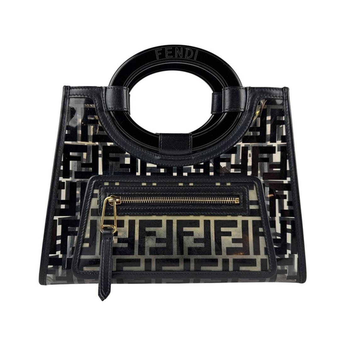 Fendi Runaway Shopper Handbag Shoulder Bag, Plastic, Black/Clear, Women's, 8BH353-A7S0 z6292 (1 of 5)