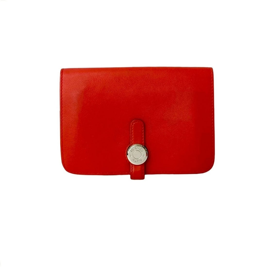Nearly unused, X-stamped HERMES Dogon Compact Leather Bifold Wallet with Mini Coin Purse, Red, 26689 (1 of 10)