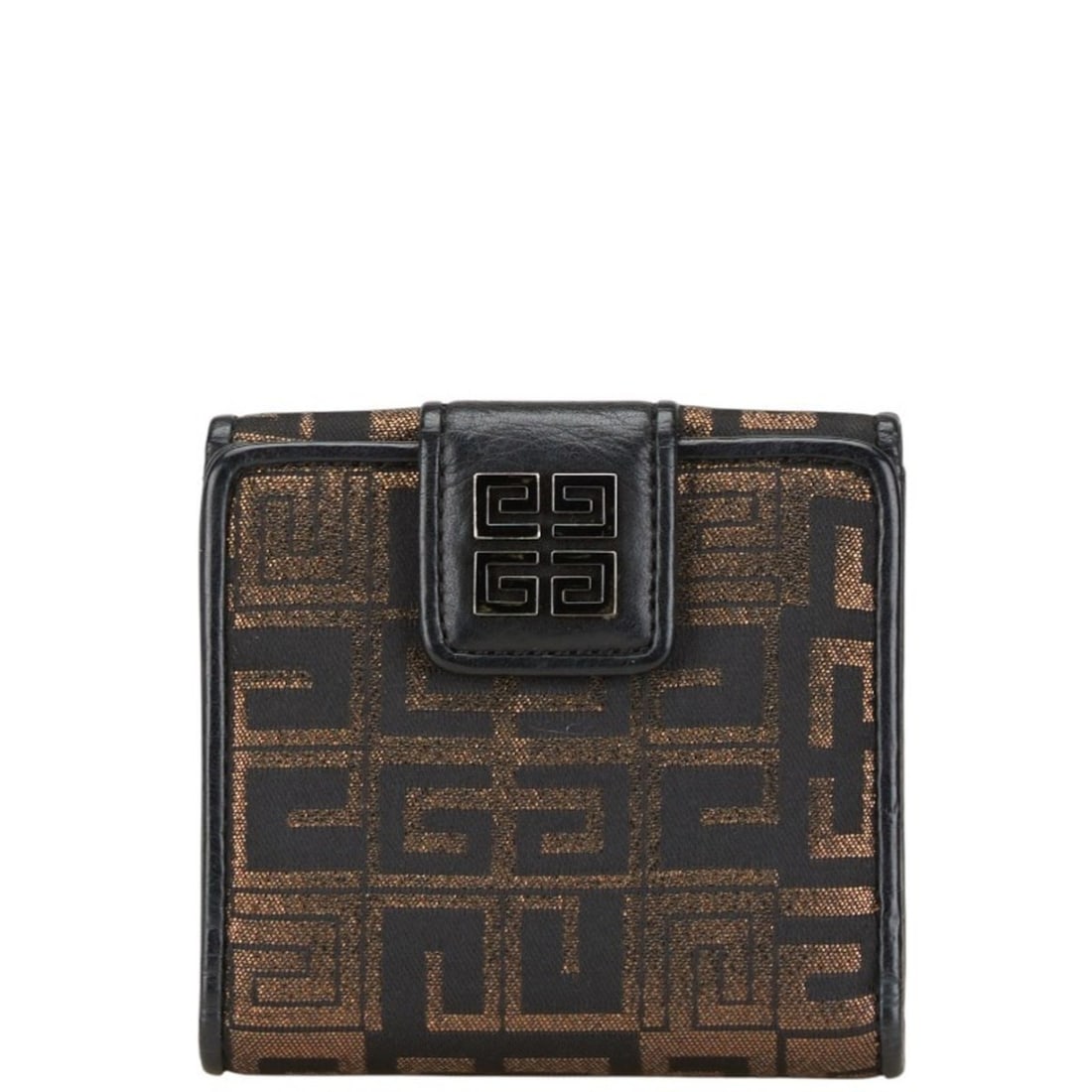 Givenchy Bi-fold Wallet W Compact Black Gold Canvas Leather Women's: --- Catalog ---Category: SizeSize (HxWxD): 10cm x 10cm x 2cm / 3.93'' x 3.93'' x 0.78''Category: DesignType: Wallet (bi-fold)Color: Black, GoldGender: WomenMaterial: Canvas , Leather Category: General