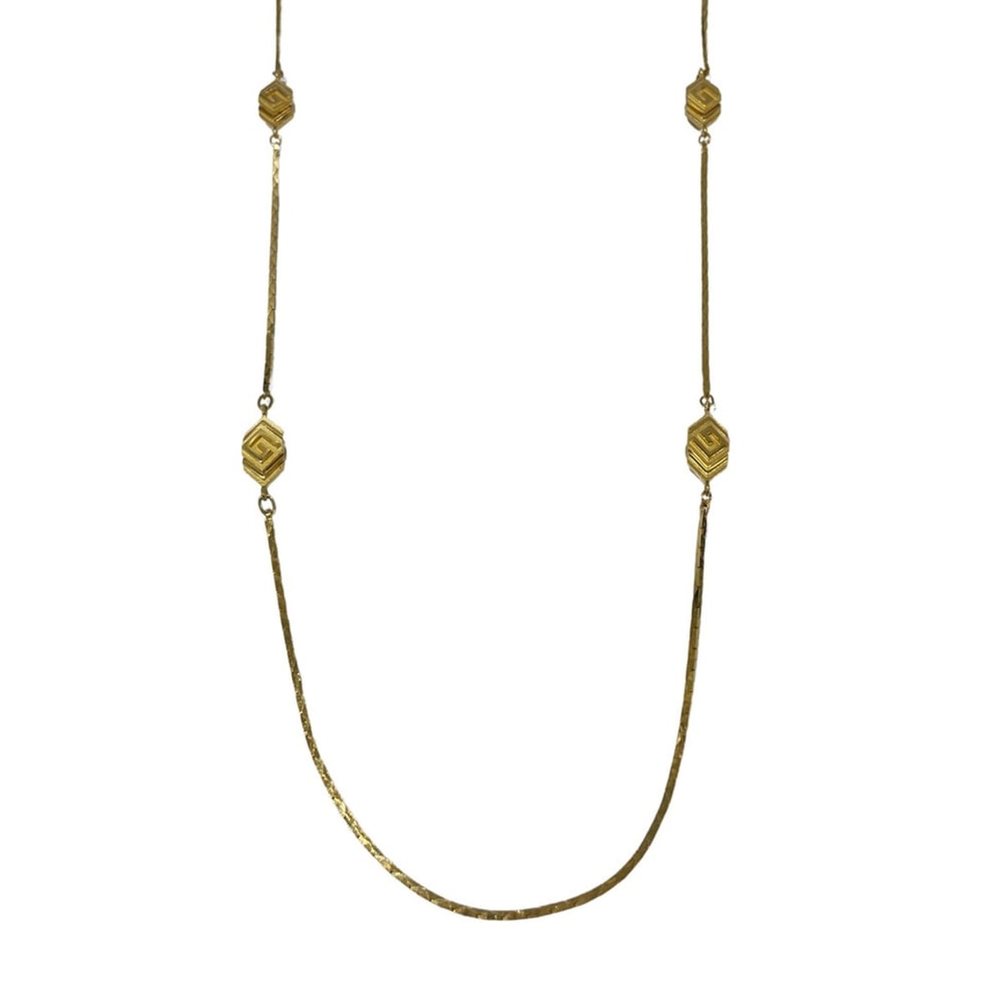 GIVENCHY GP Necklace G Logo Chain Long Vintage Women's Gold 20482751: --- Catalog ---Category: SizePendant Size: 9mm x 22mm / 0.35'' x 0.86''Neck Circumference: 90.3 cm / 35.55''Category: DesignGender: WomenMaterial: Gold platingNecklace Type: NecklaceCategory: GeneralB