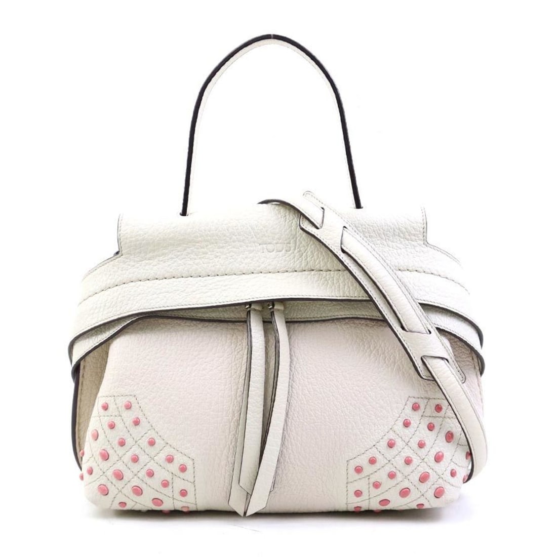 Tod's Women's Leather Handbag Shoulder Bag in Ivory and Light Pink (h31676a) (1 of 10)