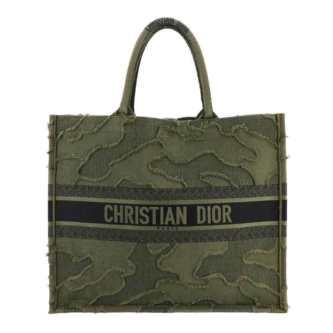 Christian Dior Book Tote Bag in Khaki Camouflage Canvas (1 of 13)