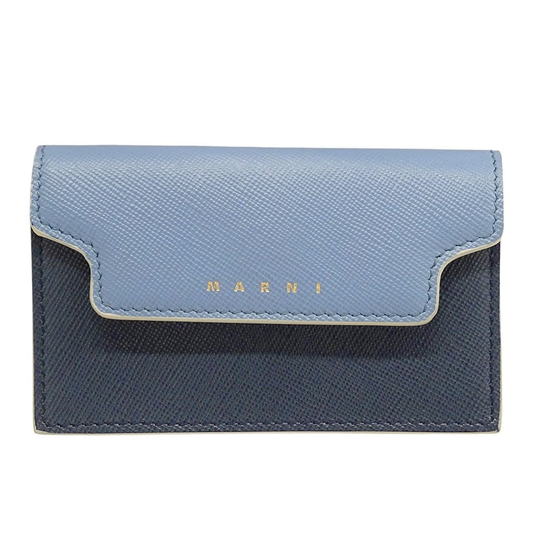 MARNI Women's Leather Business Card Case with Flap, Blue: --- Catalog ---Category: DesignType: Card caseColor: BlueGender: WomenMaterial: Leather Category: GeneralBrand: MarniCountry of Origin: ItalyCategory: Physical PropertiesSize (HxWxD): 6.5cm x 11cm x 2