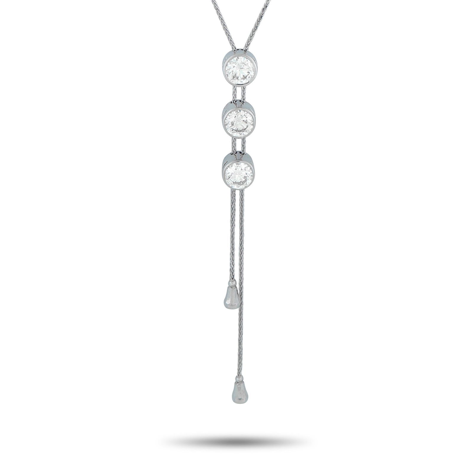 LB Exclusive 18K White Gold 1.50ct Diamond Lariat Necklace MF68-101525 (1 of 4)