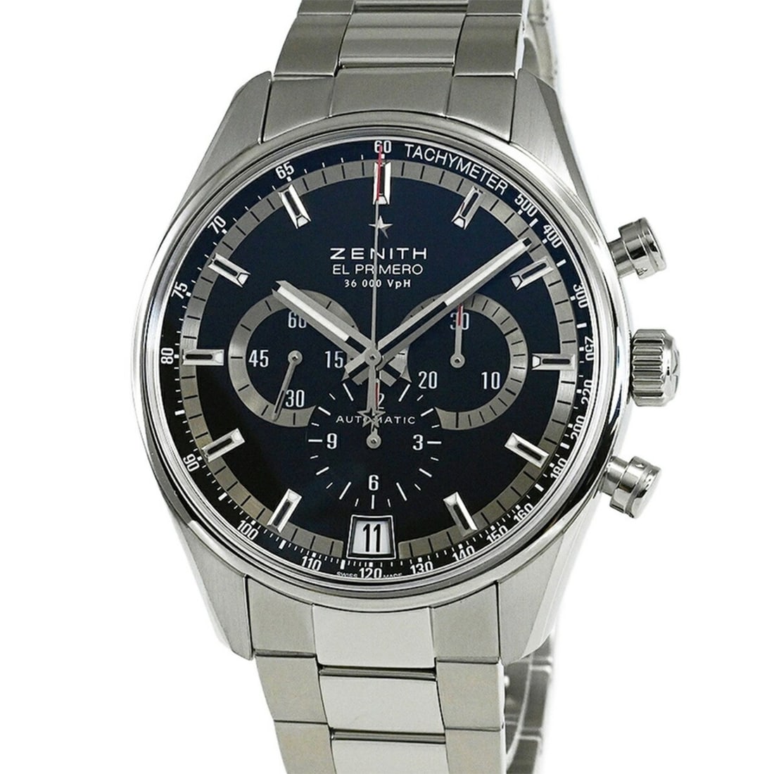 ZENITH El Primero 36000VPH 42mm Watch 03.2040.400 21.M2040: --- Catalog ---Category: SizeWrist Size: 20cm / 7.87''Case Diameter: 42mm / 1.65''Case Thickness: 13mm / 0.51''Category: DesignType: WristwatchGender: MenColor (Dial): Black, SilverEasy-to-Read: YesMa