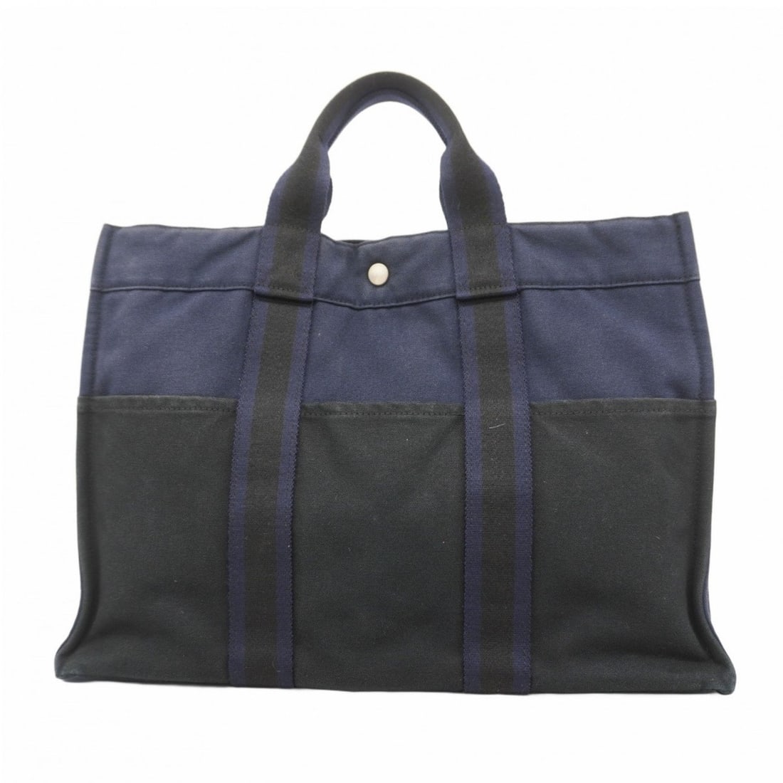 Hermes Hermès Foule MM Tote Bag, Canvas, Navy, Men's and Women's (1 of 11)