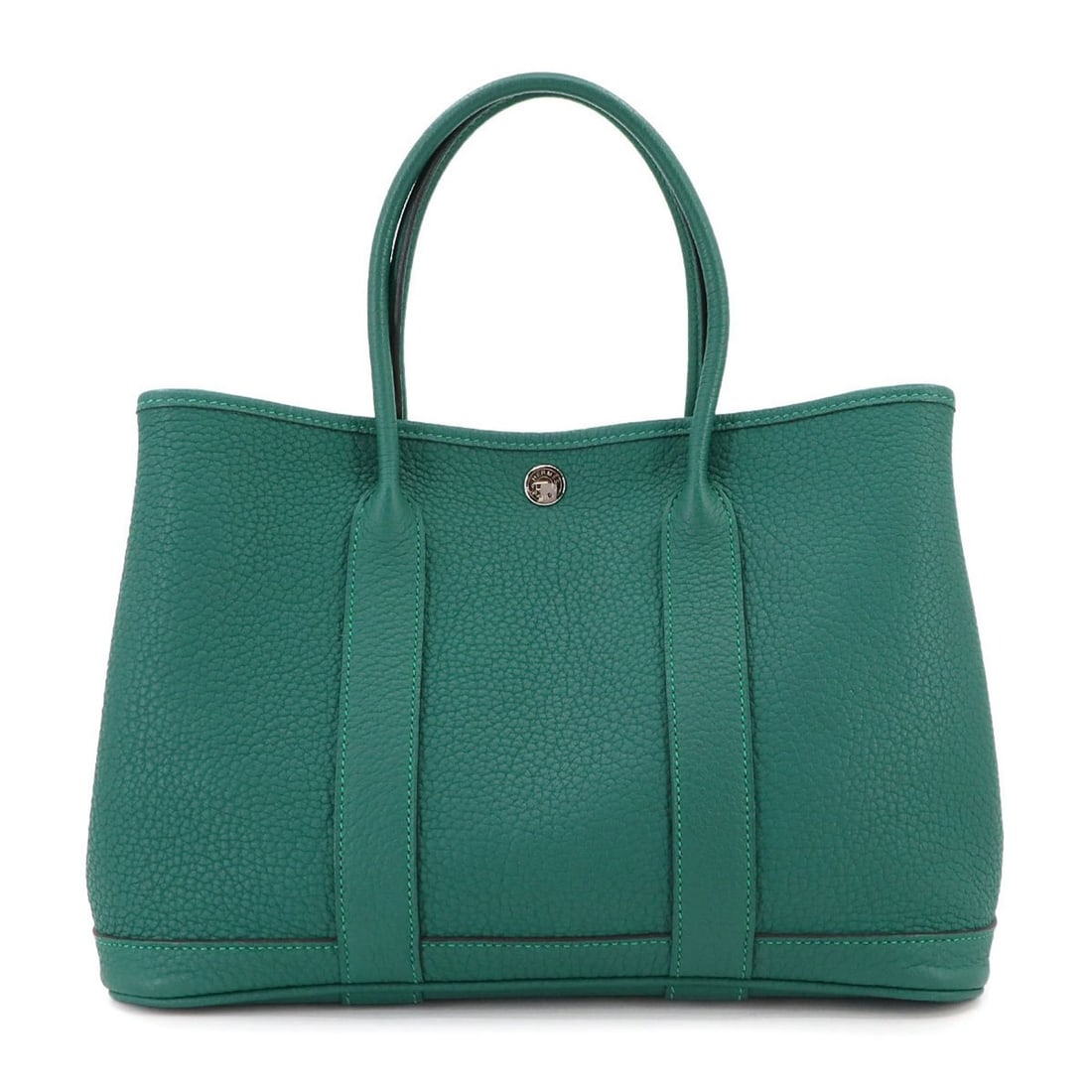Hermes Hermès Garden Party 30 TPM Tote Bag in Negonda Malachite with Q Stamp and Silver Hardware: --- Catalog ---Category: SizeSize (HxWxD): 21cm x 30cm x 14cm / 8.26'' x 11.81'' x 5.51''Category: DesignType: Tote bagGender: WomenMaterial: Negonda leather Category: GeneralBrand: Hermes--- Item Lis