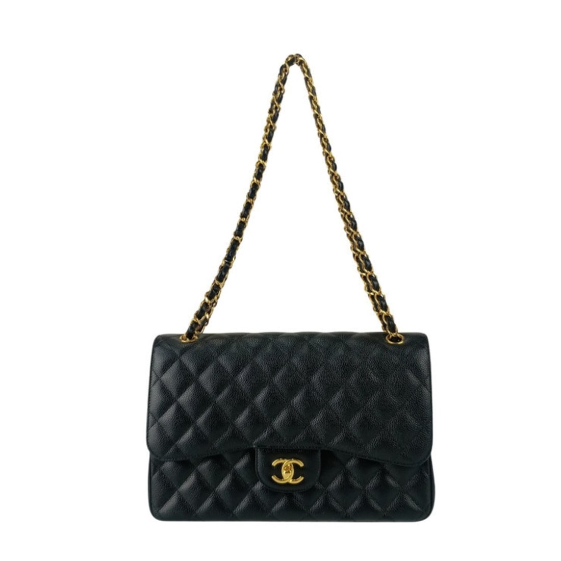 CHANEL Classic Large Handbag, Deca Matelasse 30, A58600, Black Caviar Leather, Double-Sided Lid,: --- Catalog ---Category: SizeSize (HxWxD): 20cm x 30.5cm x 9.5cm / 7.87'' x 12'' x 3.74''Category: DesignType: Handbag, Shoulder bag, Tote bagColor: BlackGender: WomenMaterial: Grained Calfskin Catego