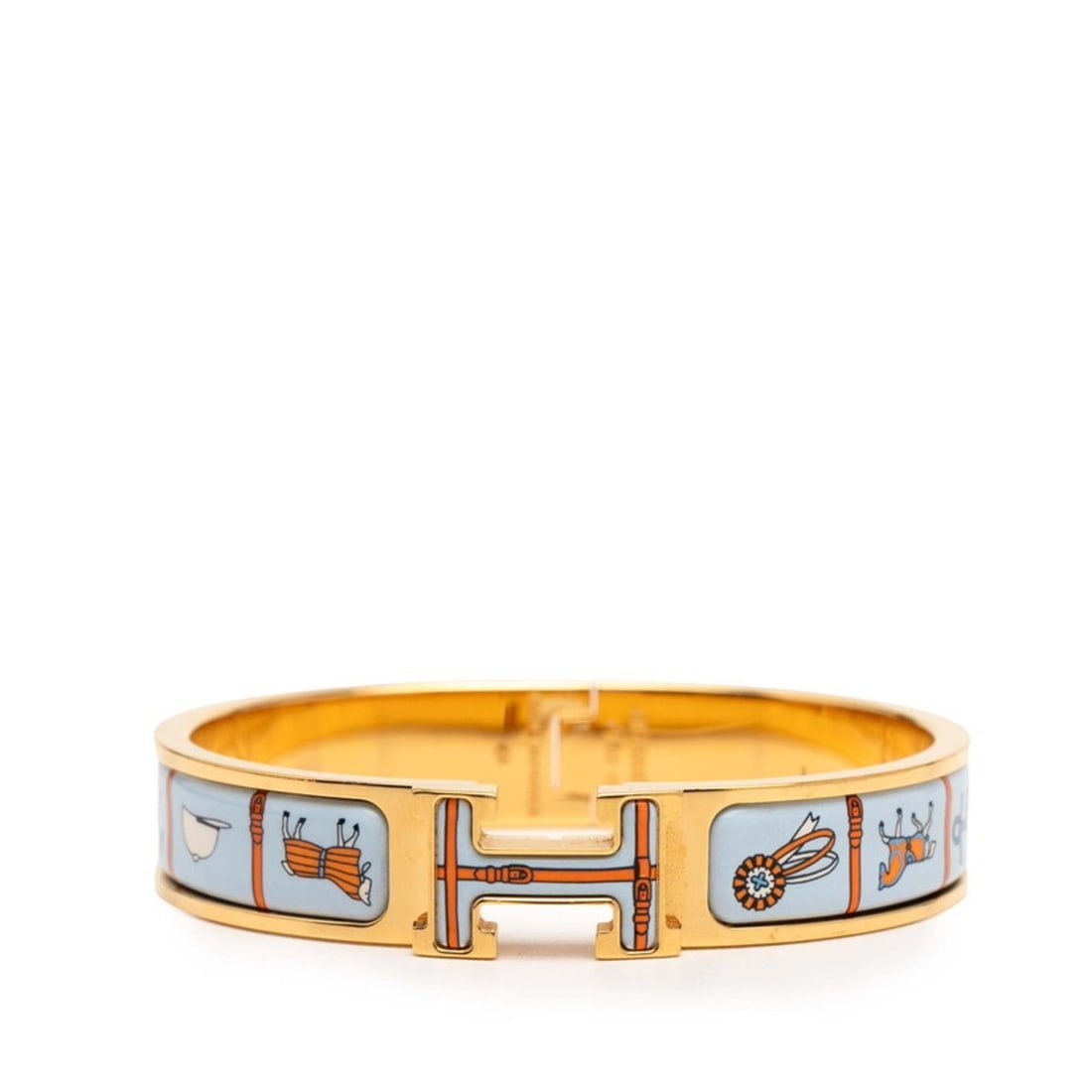 Hermes Hermès Click H PM Horse Wrap Bangle in Gold, Blue, and Multicolor Plated for Women: --- Catalog ---Category: SizeLength: 16cm / 6.29''Category: DesignType: BangleColor: Blue, Gold, Multi-colorGender: WomenCategory: GeneralBrand: Hermes--- Item List ---Section: ConditionRanking: Rank