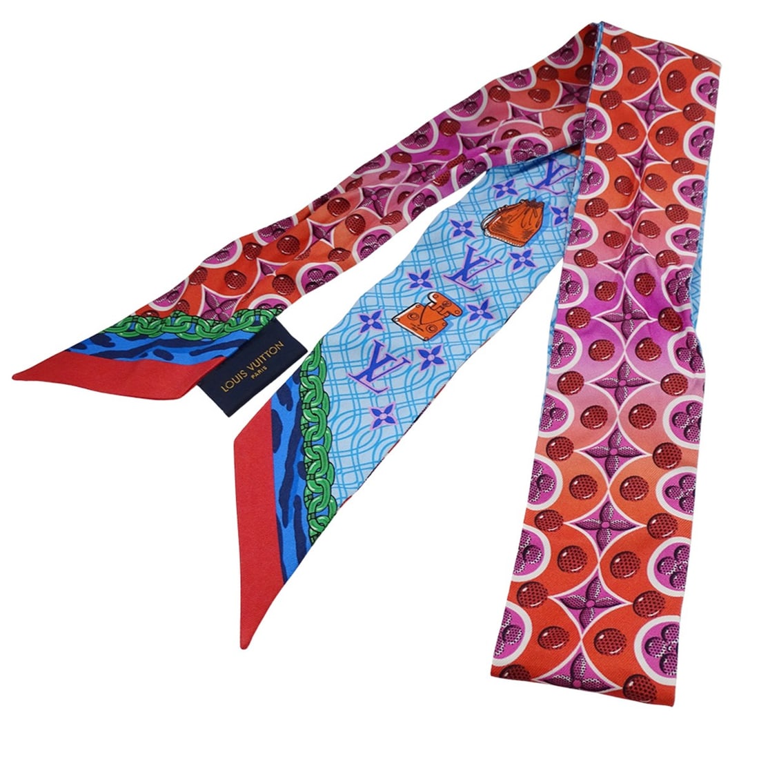 Louis Vuitton Women's Silk Bandeau BB Scarf in Bubble Gram Multicolor, M76108 OS0199, Accent (1 of 14)