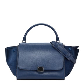 Celine Trapeze Medium Handbag/Shoulder Bag, 2-Way, Blue Leather and Suede, Women's, CELINE