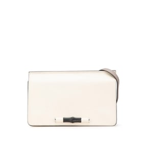 Gucci Bamboo Shoulder Bag 370817 White/Grey Leather Women's GUCCI