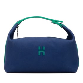 Hermès Bride A Black GM Handbag, Navy Green Cotton, Women's, HERMES
