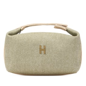 Hermes Hermès Bride A Black GM Handbag in Vert Forest Green Wool for Women