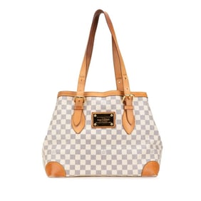 Louis Vuitton Damier Azur Hampstead MM Shoulder Bag Tote N51206 White Leather Women's LOUIS VUITTON