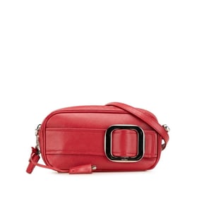 Prada buckle crossbody shoulder bag in red Saffiano leather for women.