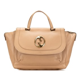 Gucci Double G Handbag Boston Bag 251813 Beige Leather Women's GUCCI