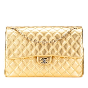 CHANEL Matelasse 40 Coco Mark Chain Shoulder Bag, Gold Lambskin, Women's