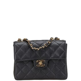 Chanel Coco Mark Chain Mini Shoulder Bag in Black Caviar Skin for Women