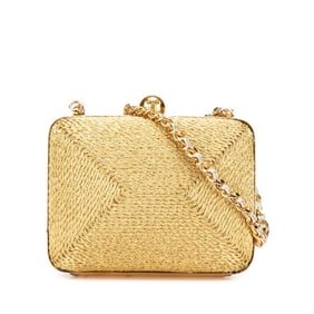 Chanel Coco Mark Clasp Chain Shoulder Bag in Gold Glitter Canvas for Women