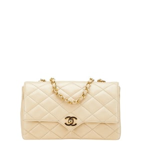 CHANEL Coco Mark Matelasse Chain Shoulder Bag in Off-White Lambskin for Women