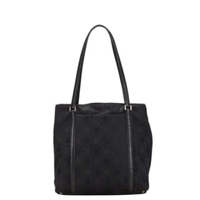 Salvatore Ferragamo Gancini handbag tote bag in black nylon and leather for women.