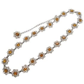 Like new Dolce & Gabbana flower chain necklace in metal with rhinestones orange, 0540 DOLCE&GABBANA