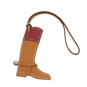 Like new Hermes Paddock Boots bag charm, Swift leather, gold keychain 0067 HERMES