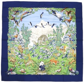 Hermes Hermès Carré 90 SICHUAN Silk Scarf, Navy Blue, 0124, from Sichuan Province