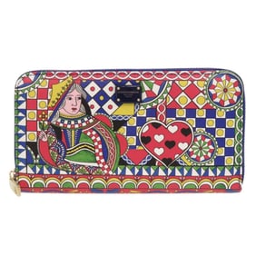 Like new Dolce & Gabbana BI0473 Trump Print Leather Long Wallet in Red and Multicolor (0072)