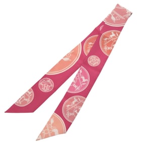 Hermès Twilly Ex-Libris Confetti Silk Pink Scarf Muffler 0152 HERMES