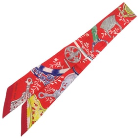 Hermès Twilly ETRIERS REMIX Armor Remix Silk Red Scarf Muffler 0128 HERMES