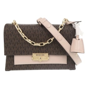 Unused Michael Kors CeCe MK Signature PVC Coated Canvas Brown/Pink 2-Way Shoulder Bag 1478