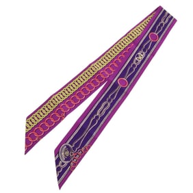 Hermes Twilly Maillons Silk Purple Scarf Muffler 0516 HERMES