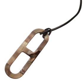 Hermes Chaine d'Ancre Shell Wood Brown Gray Beige Necklace 0270 HERMES