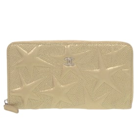 Chanel Star Embossed Leather Gold Long Wallet 0074 CHANEL