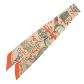 Hermès Twilly ETRIERS REMIX Armor Remix Silk Orange Scarf Muffler 0114 HERMES