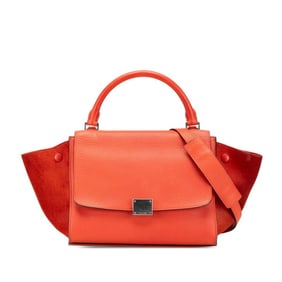 Celine Trapeze Small Handbag/Shoulder Bag, 2-Way, Red Leather, Women's, CELINE