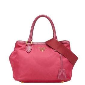 Prada 2-Way Handbag Shoulder Bag 1BA172 Pink Nylon Leather Women's PRADA