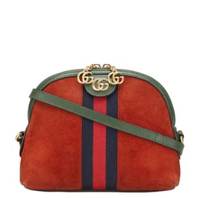 Gucci Ophidia Sherry Line Crossbody Shoulder Bag 499621 Orange Green Suede Leather Women's GUCCI