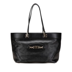 Gucci Guccissima Horsebit Handbag Tote Bag 145993 Black Leather Women's GUCCI