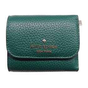 Kate Spade Women's Pebbled Leather Dumpling Small Trifold Wallet in Deep Jade Green