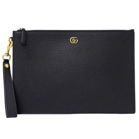 Gucci Men's GG Marmont Leather Clutch Bag/Second Handbag, Black, 475317