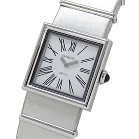 CHANEL Women's Mademoiselle Quartz Watch, Stainless Steel, H0827, Silver/White, Polished
