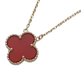 Van Cleef & Arpels Vintage Alhambra Necklace, Women's, 750YG Yellow Gold with Carnelian, Polished