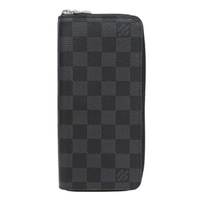Louis Vuitton Men's Damier Graphite Canvas Zippy Wallet Vertical Black N63095 Round Zipper